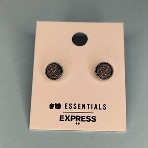 Express  Druzy Stone Stud Earrings Round Black Casual Minimalist